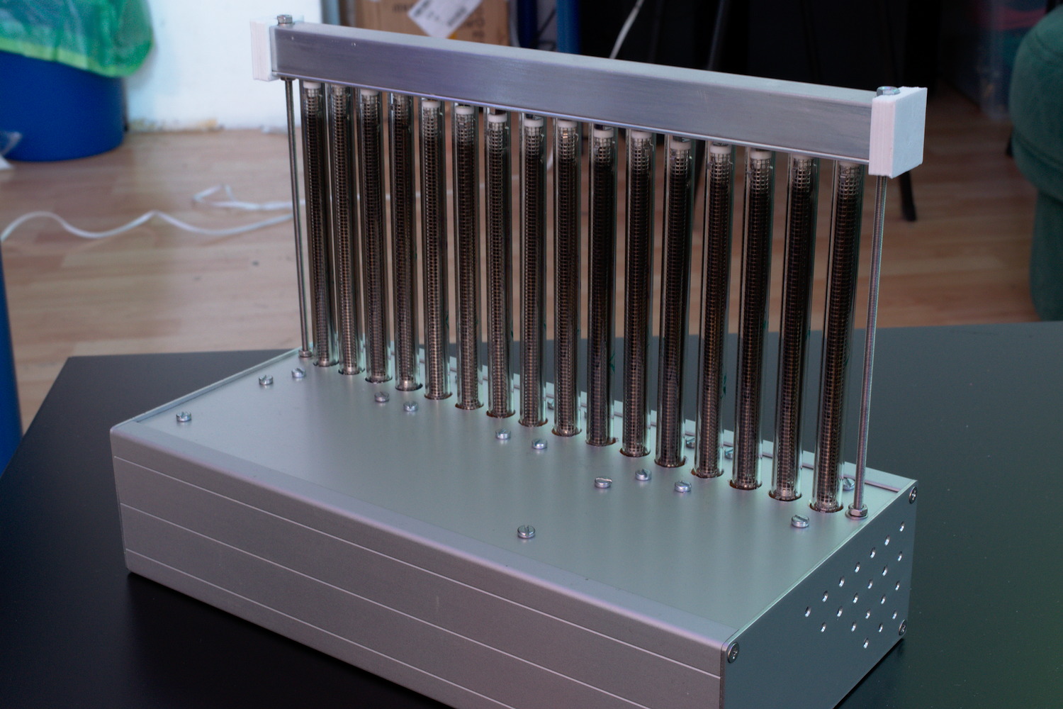 The completed device in its case