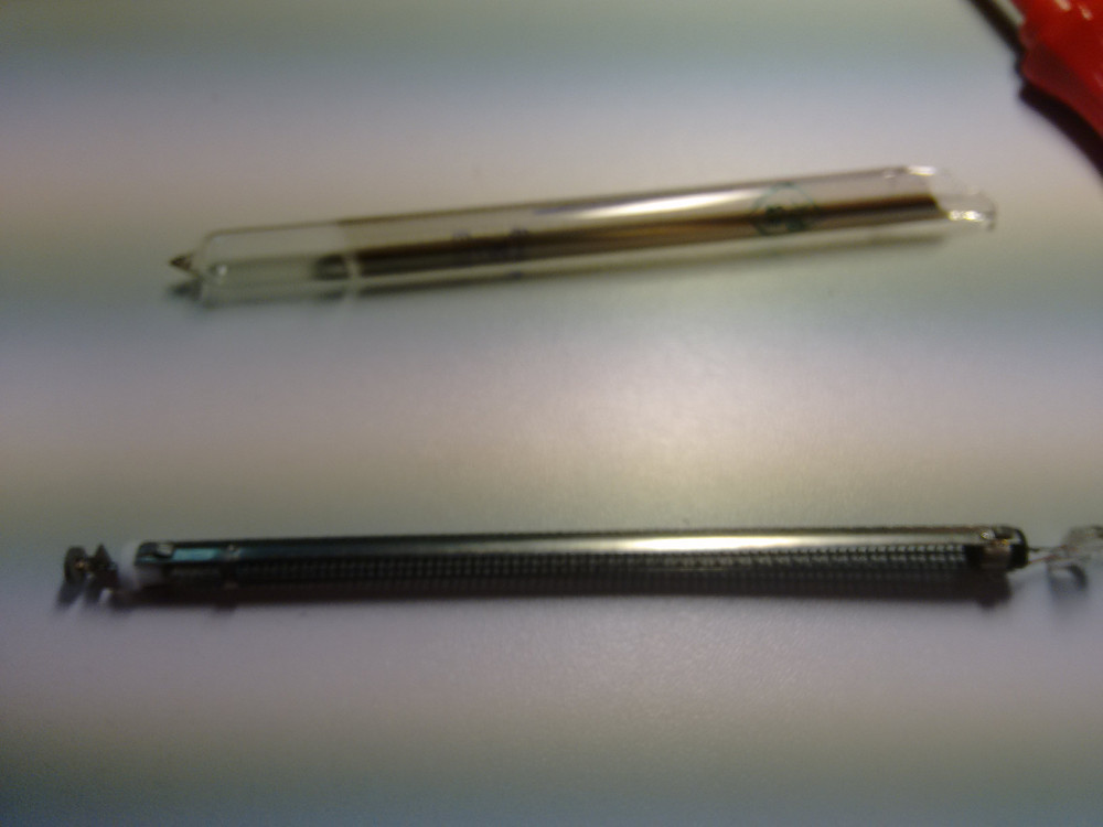 Insides of a broken IN-9 bargraph nixie tube